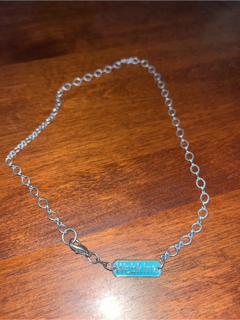 Webkinz Kids Silver Chain Necklace with Turquoise Tag